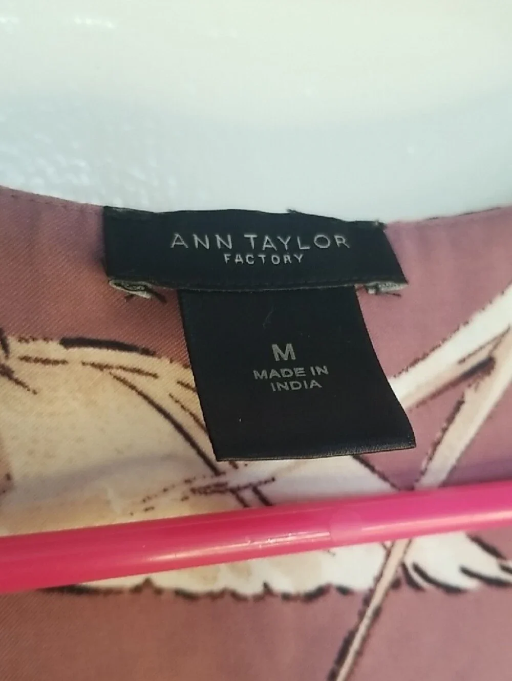 Ann Taylor Mauve Cold-Shoulder Bird-Print Blouse